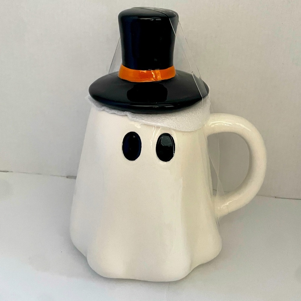 Halloween Ghost 👻 with lid‎ top hat coffee tea cup